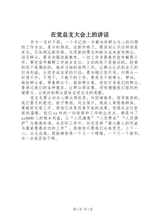 在党总支大会上的讲话