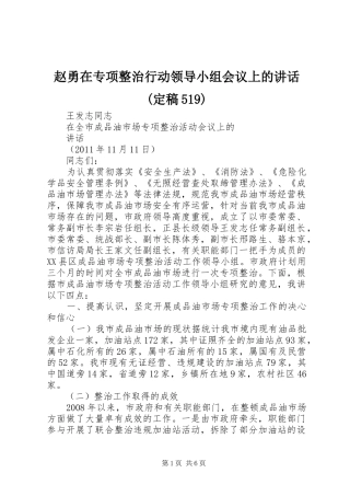 赵勇在专项整治行动领导小组会议上的讲话(定稿519)