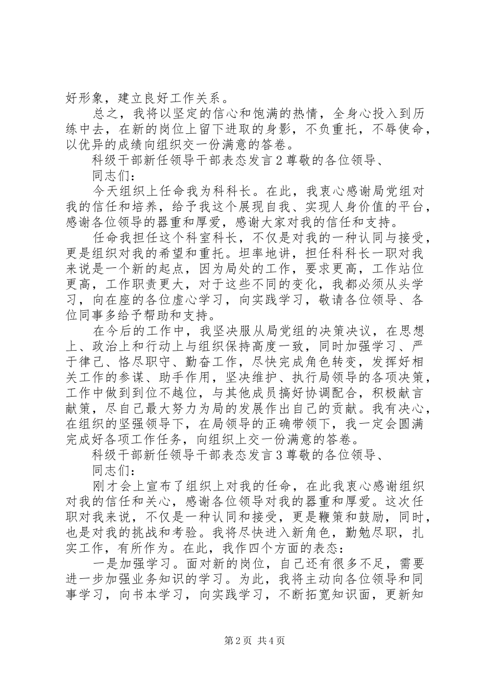 最新科级领导干部表态发言稿范文_第2页