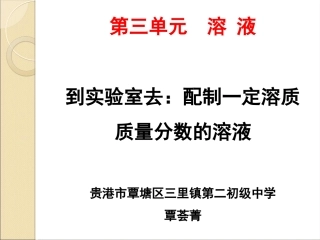 到实验室去：配制一定溶质质量分数的溶液