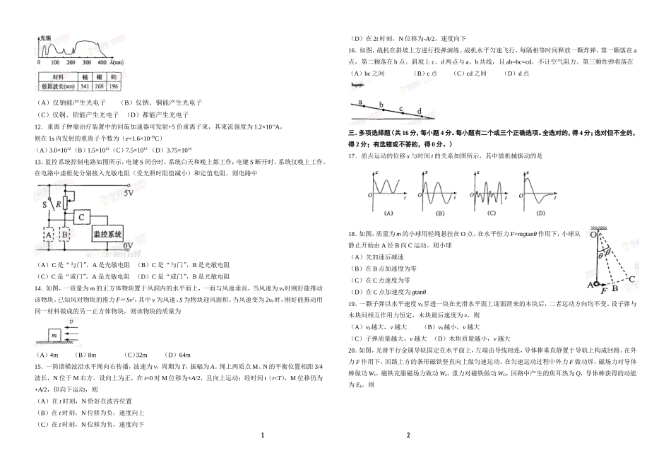 上海市物理试卷_第2页