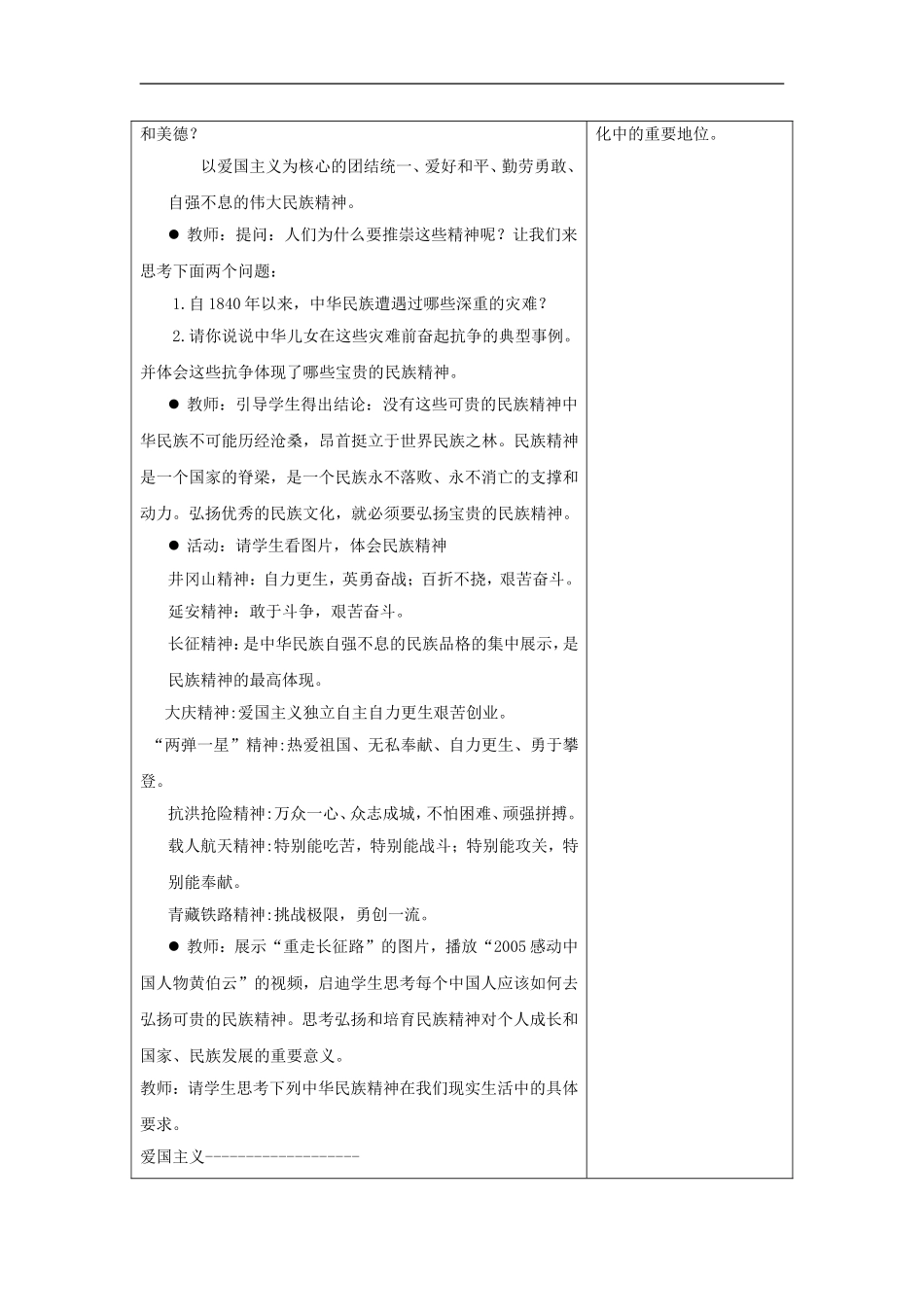 初中政治《做中华民族精神的弘扬者》教学案_第2页