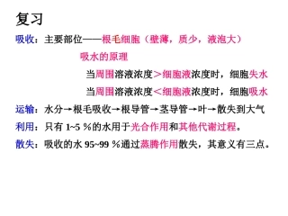 无机盐的吸收、运输和利用