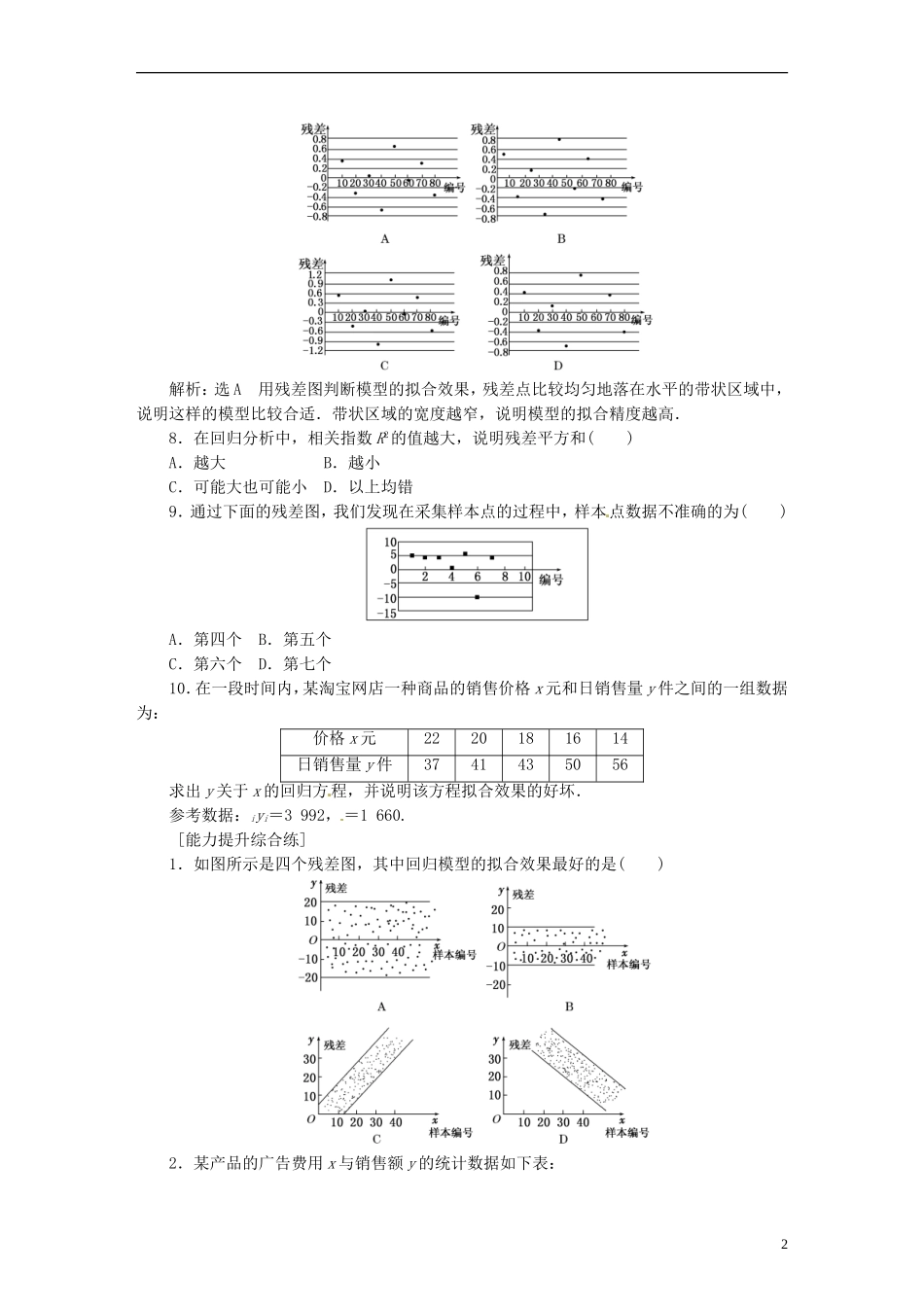 高中数学 课下能力提升（一）新人教A版选修1-2-新人教A版高二选修1-2数学试题_第2页