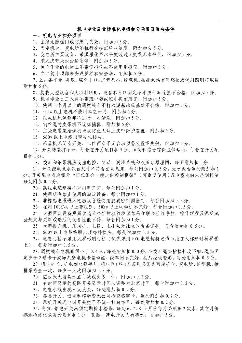 质量标准化扣分项目及否决条件_第1页