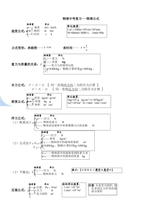 初中物理计算公式