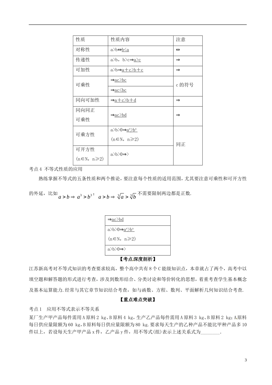 （江苏版）高考数学一轮复习 专题7.1 不等关系与不等式（讲）-人教版高三全册数学试题_第3页