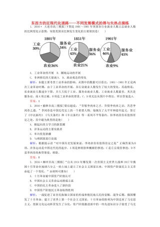 高考历史二轮复习 第二部分 考前增分策略 2.6.3 东西方的近现代化道路——不同发展模式的得与失热点演练-人教版高三全册历史试题