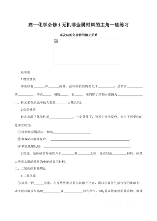 高一化学必修1 无机非金属材料的主角—硅练习