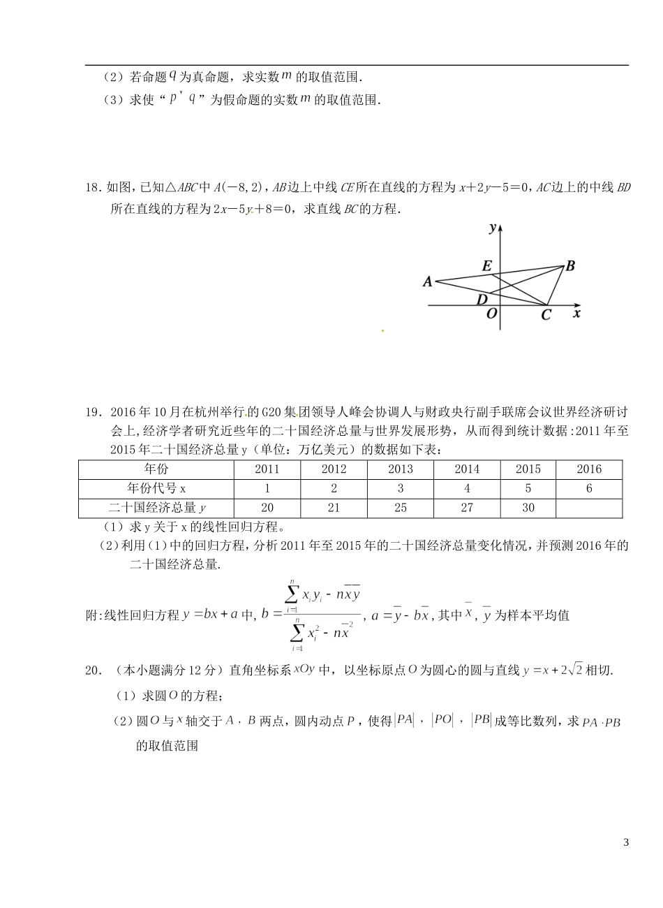 高二数学上学期第六次双周练试题 文-人教版高二全册数学试题_第3页
