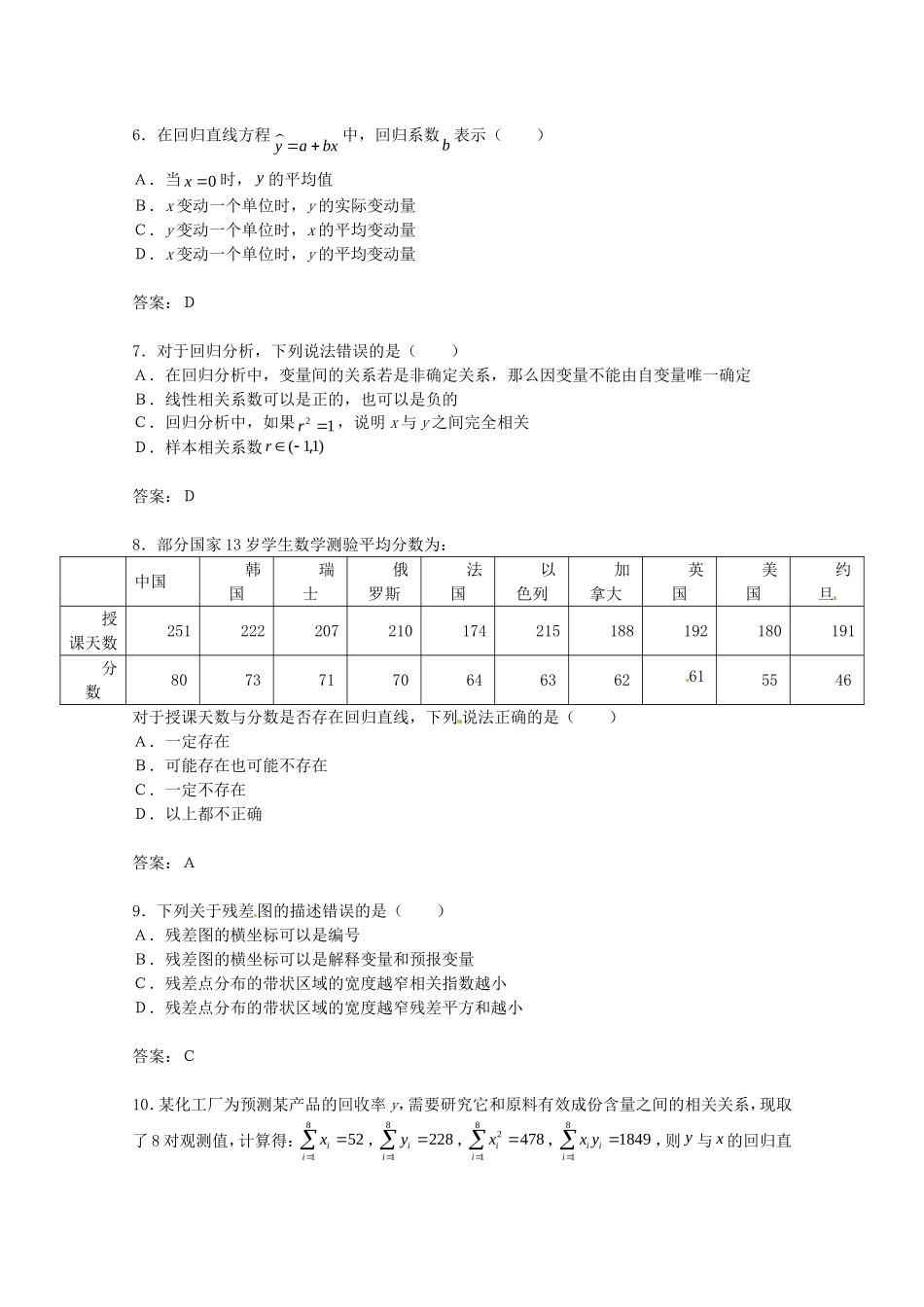 高中数学 第三章《统计案例》案例综合测试题 新人教A版选修2-3_第2页