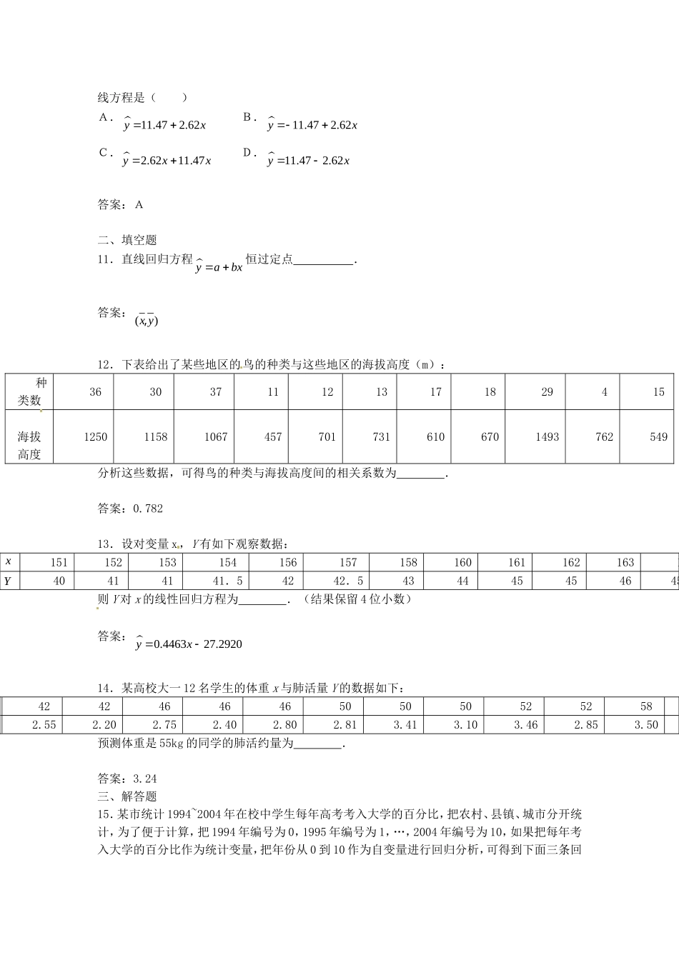 高中数学 第三章《统计案例》案例综合测试题 新人教A版选修2-3_第3页
