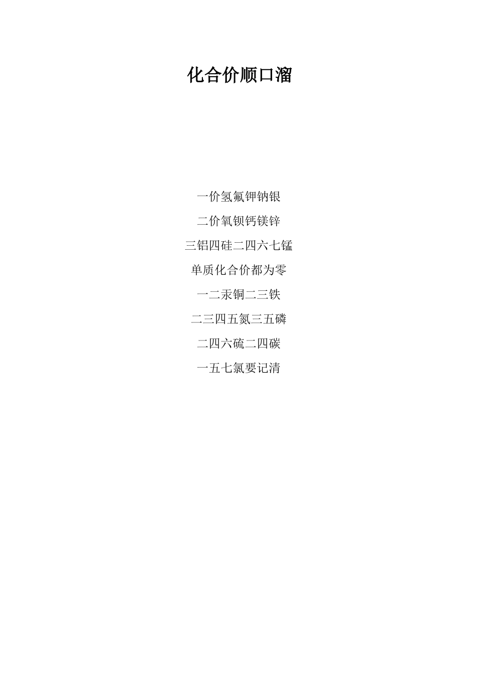 化合价顺口溜_第1页