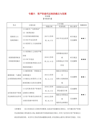 （江苏专版）高考历史一轮总复习 第三部分 世界近代史 专题六 资产阶级代议制的确立与发展讲义-人教版高三全册历史试题