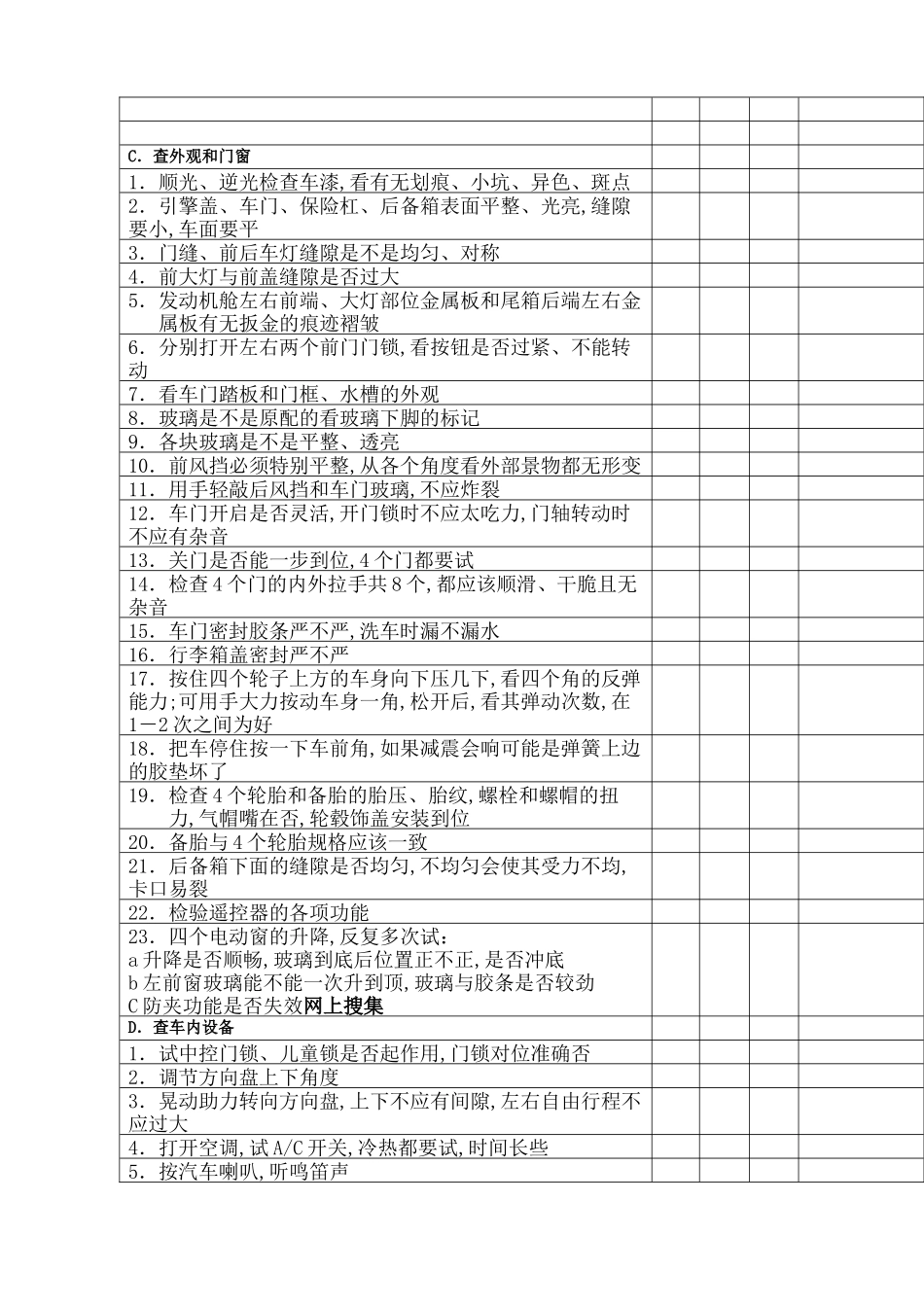 汽车通用提车检查表checklist_第2页