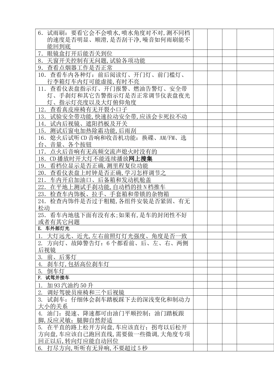 汽车通用提车检查表checklist_第3页