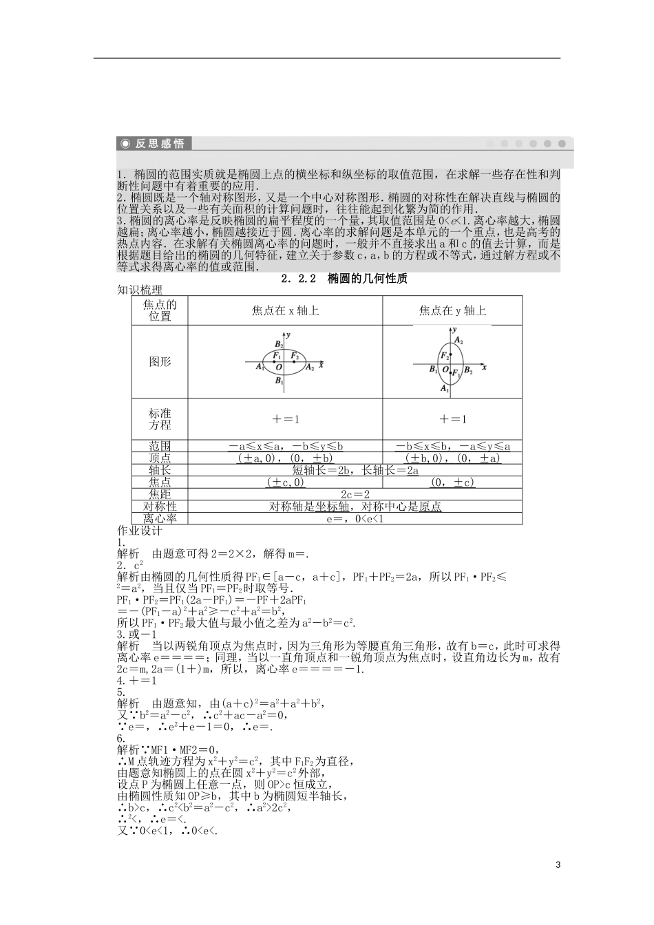 高中数学 第2章 圆锥曲线与方程 2.2椭圆的几何性质 苏教版选修2-1-苏教版高二选修2-1数学试题_第3页