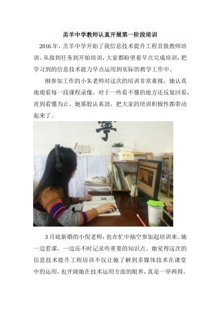 羔羊中学教师认真开展第一阶段培训