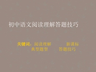 广东省珠海市斗门区城东中学九年级语文专题复习之阅读答题技巧课件-人教新课标版
