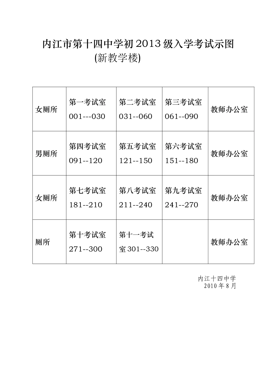 内江市第十四中学初2013级入学考试示图_第1页