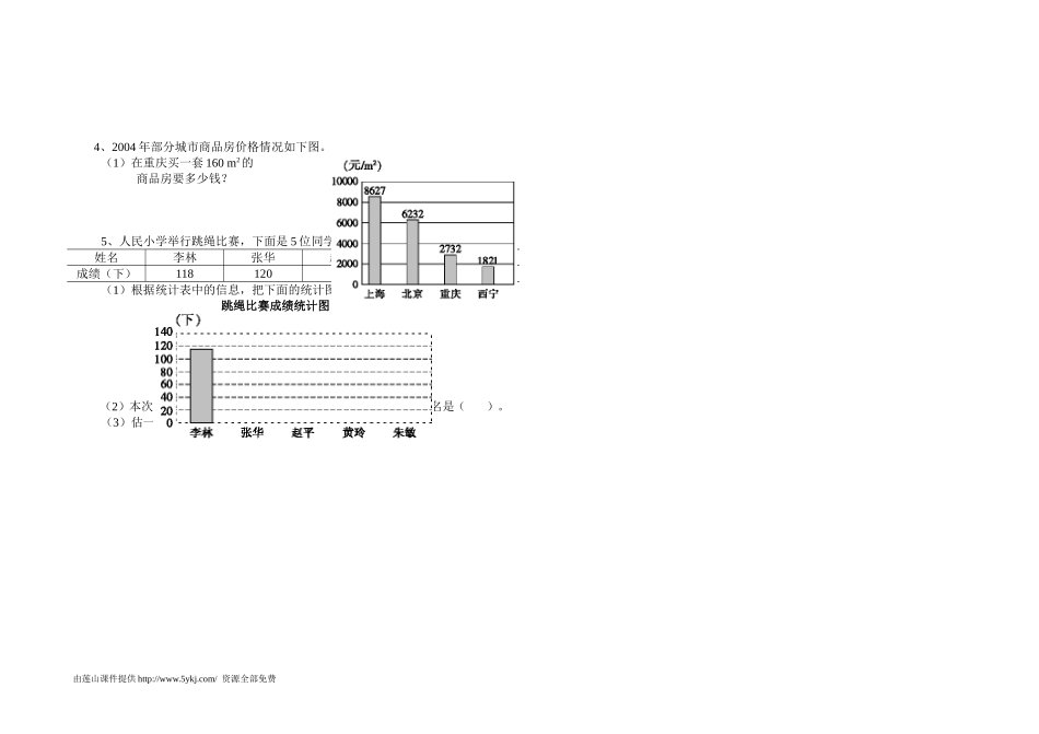 小学四年级下册(西师大版)数学期末复习题之试卷(1)_第2页