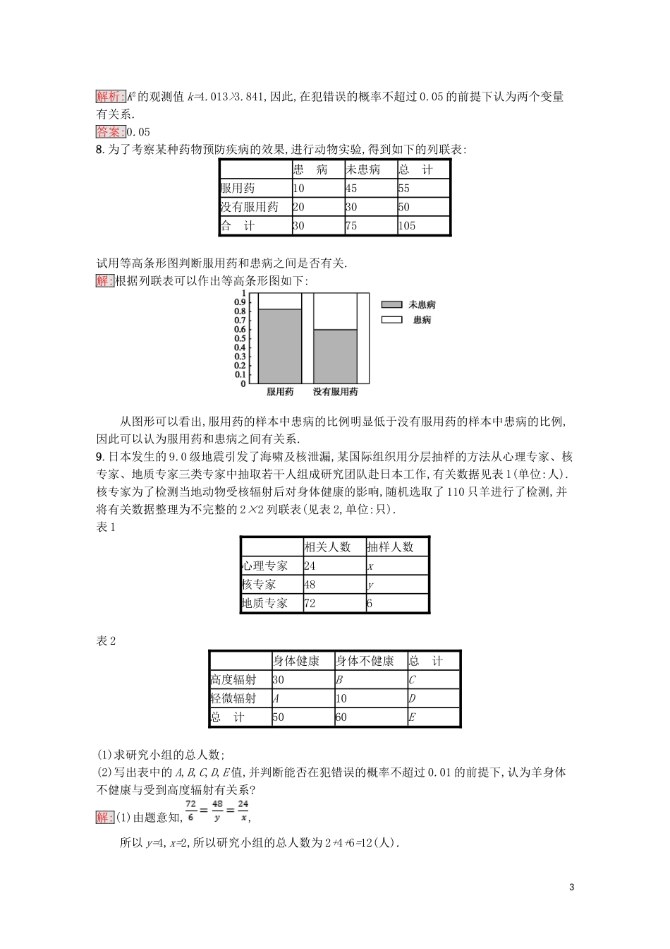 高中数学 第一章 统计案例 1.2 独立性检验的基本思想及其初步应用课后训练案巩固提升（含解析）新人教A版选修1-2-新人教A版高二选修1-2数学试题_第3页