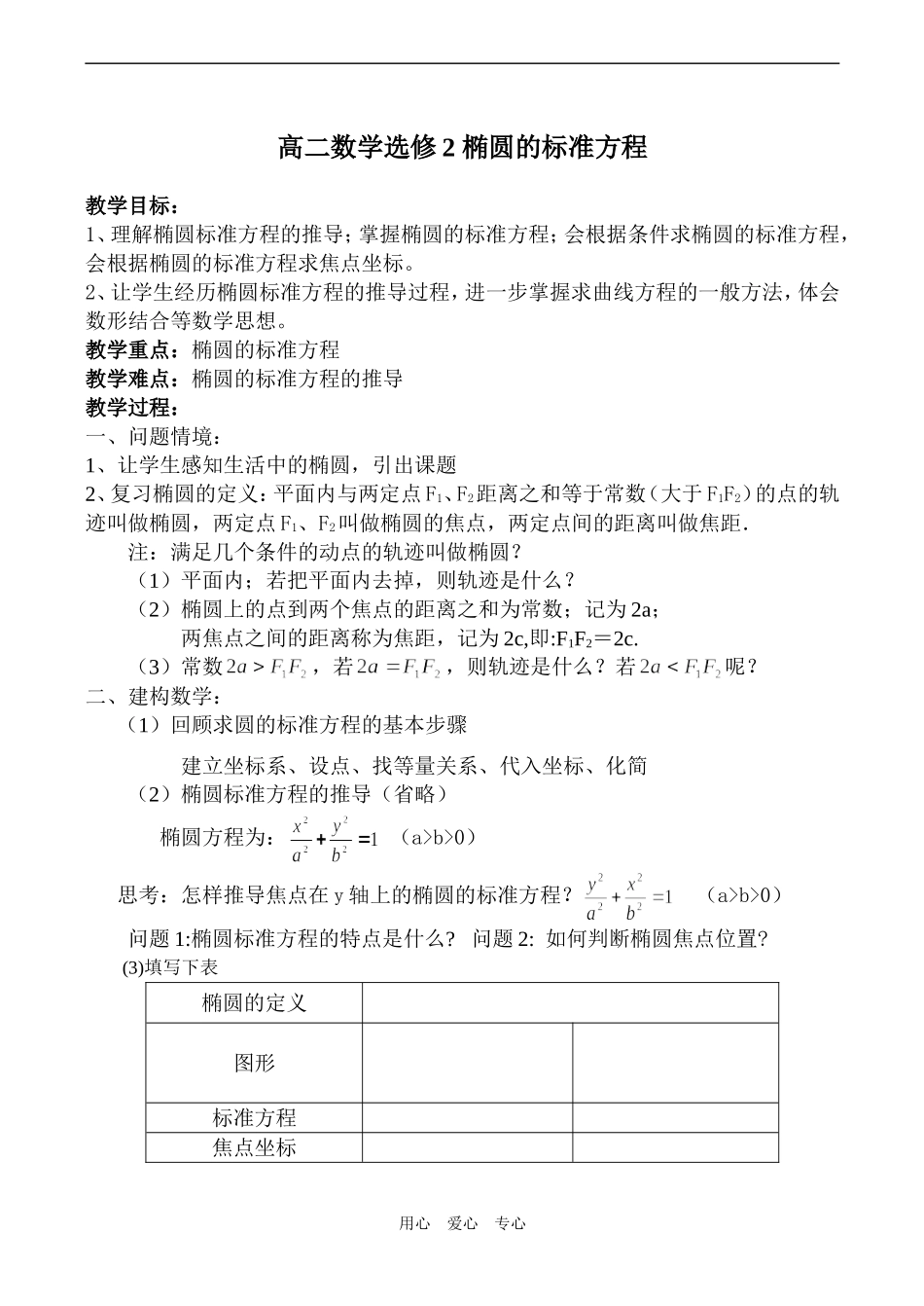 高二数学选修2 椭圆的标准方程2_第1页