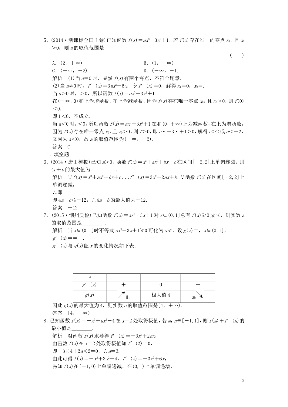 （浙江专用）高考数学一轮复习 9.3 导数的综合应用 理-人教版高三全册数学试题_第2页