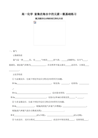 高一化学 富集在海水中的元素—氯基础练习