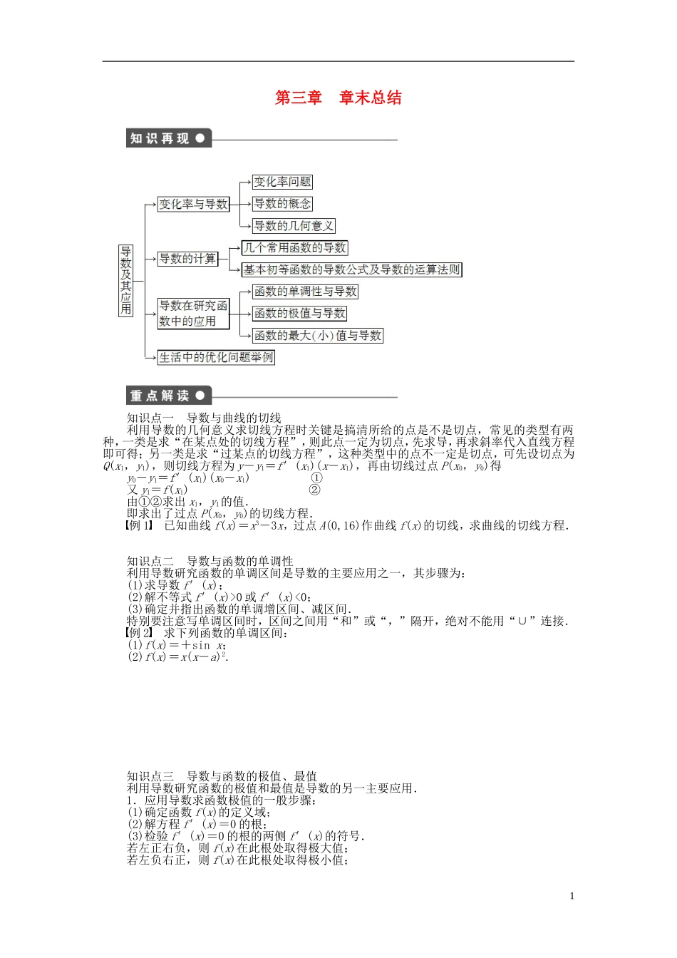高中数学 第3章 导数及其应用章末总结 新人教A版选修1-1-新人教A版高二选修1-1数学试题_第1页