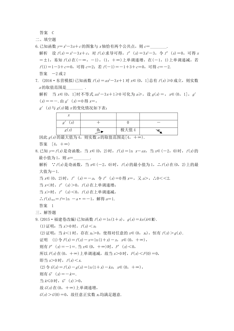 （山东专用）高考数学一轮复习 第三章 导数及其应用 第3讲 导数的综合应用习题 理 新人教A版-新人教A版高三全册数学试题_第2页