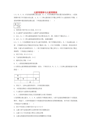 山东省枣庄市山亭区高三化学一轮复习 专题 元素周期律与元素周期表-人教版高三全册化学试题