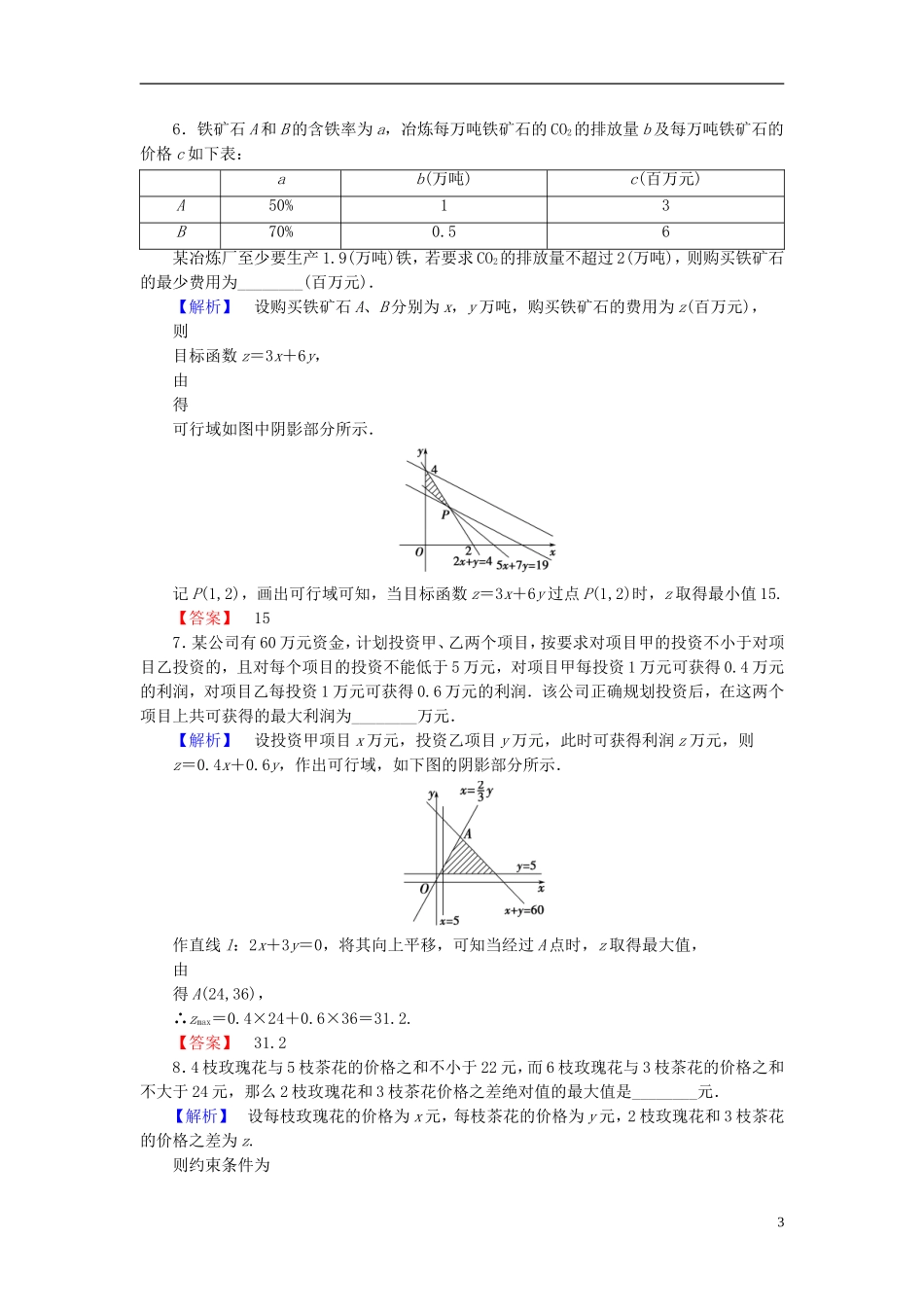 高中数学 第三章 不等式 学业分层测评22 简单线性规划的应用 北师大版必修5-北师大版高二必修5数学试题_第3页
