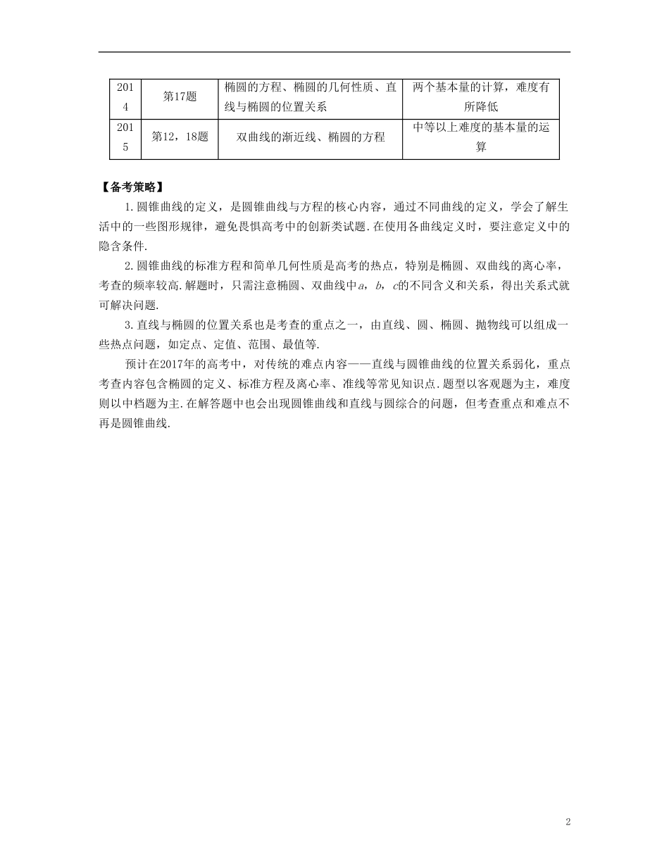 （江苏专用）高考数学大一轮复习 第十一章 圆锥曲线与方程 文-人教版高三全册数学试题_第2页