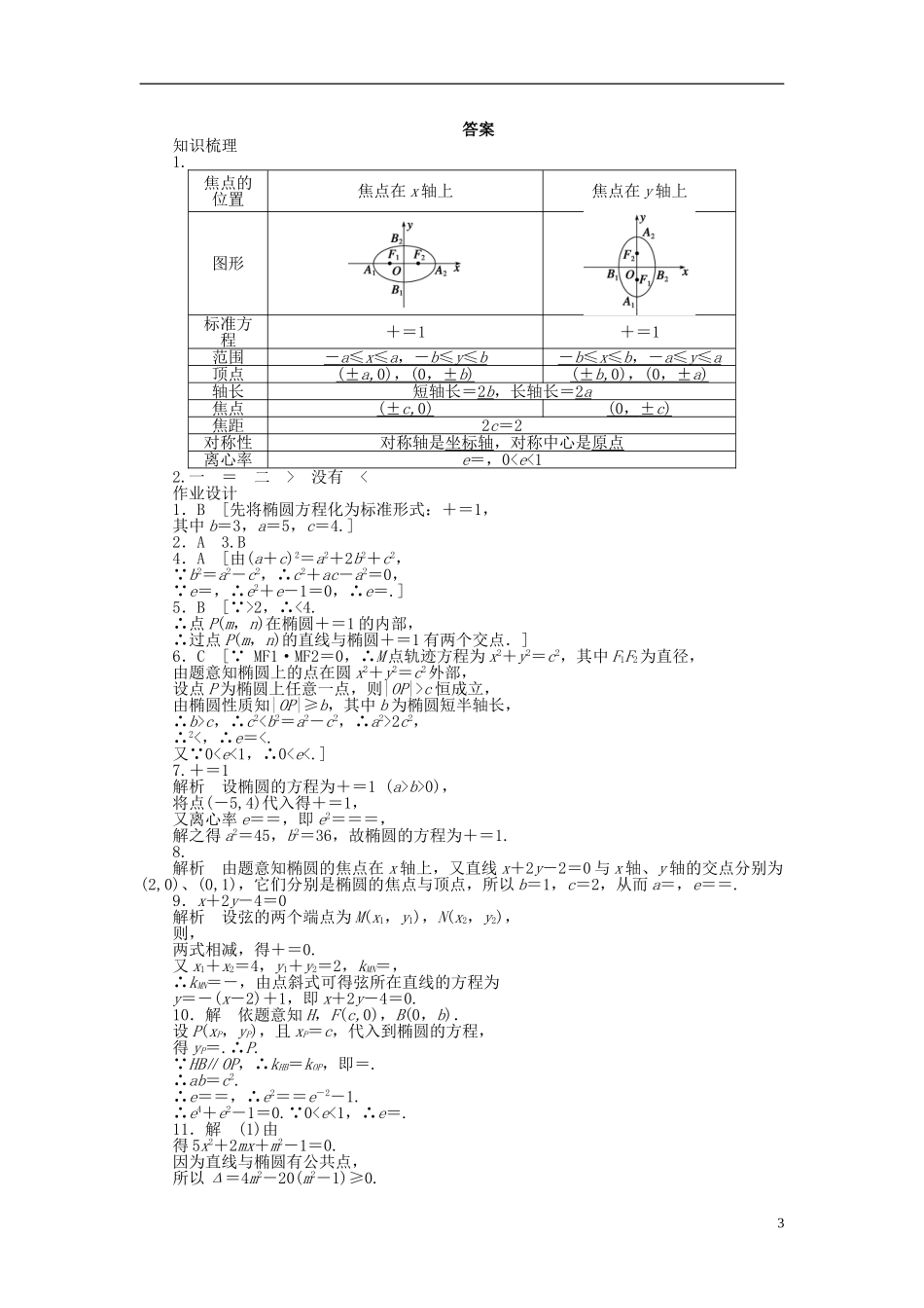 高中数学 第2章 圆锥曲线与方程 2.1.2 椭圆的简单几何性质课时作业 新人教A版选修1-1-新人教A版高二选修1-1数学试题_第3页