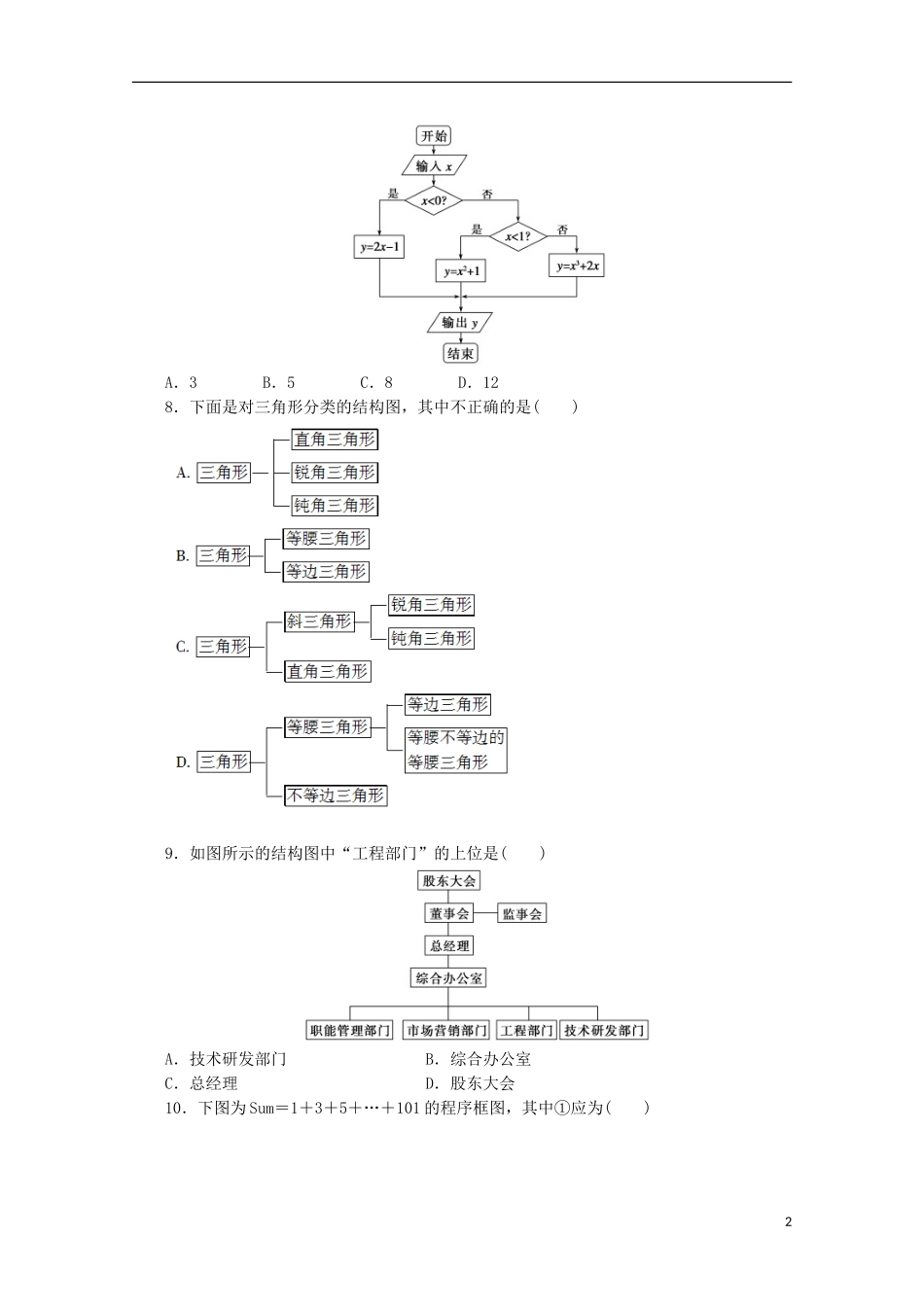 高中数学 第二章章末检测（A）（含解析）北师大版选修1-2-北师大版高二选修1-2数学试题_第2页