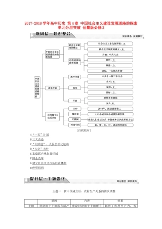 高中历史 第4章 中国社会主义建设发展道路的探索单元分层突破 岳麓版必修2-岳麓版高一必修2历史试题