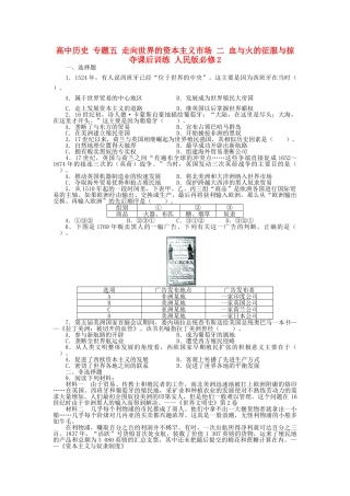 高中历史 专题五 走向世界的资本主义市场 二 血与火的征服与掠夺课后训练 人民版必修2-人民版高一必修2历史试题