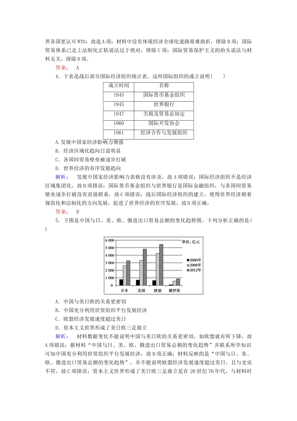 高中历史 第8单元 世界经济的全球化趋势 8.24 世界经济的全球化趋势练习 新人教版必修2-新人教版高一必修2历史试题_第2页