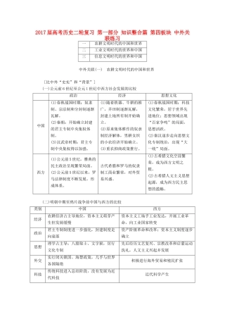 高考历史二轮复习 第一部分 知识整合篇 第四板块 中外关联练习-人教版高三全册历史试题