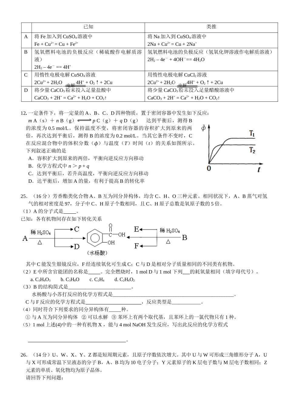 崇文区第二学期高三统一练习（一）（化学）_第2页