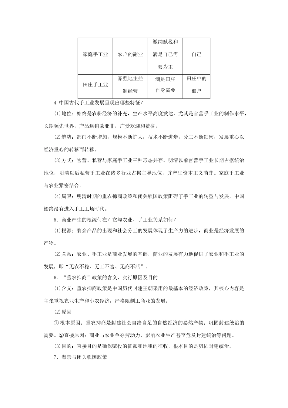 高中历史 专题一 古代中国经济的基本结构与特点专题整合 人民版必修2-人民版高一必修2历史试题_第2页