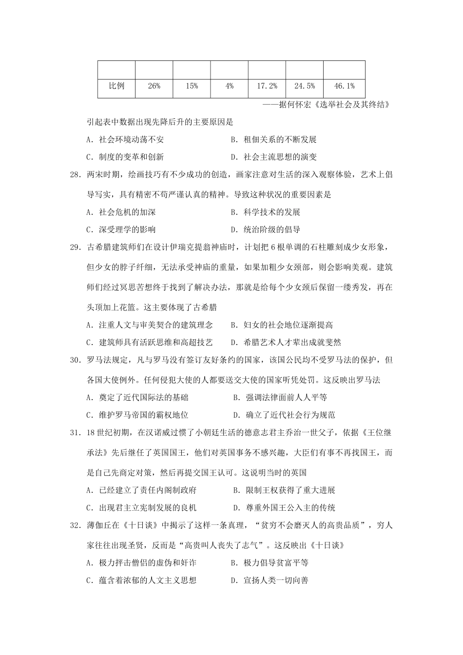 黑龙江省大庆市高三历史上学期期中试题-人教版高三全册历史试题_第2页