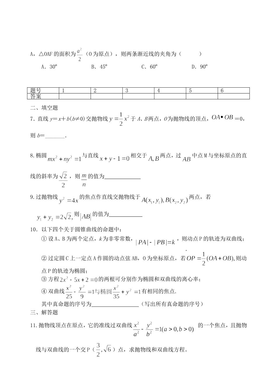 高二数学文科专题复习圆锥曲线 苏教版_第2页