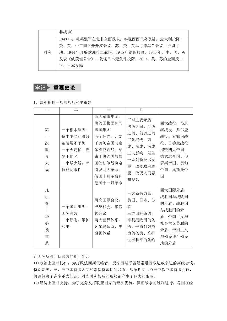 （浙江选考）高考历史总复习 专题7 20世纪的两次世界大战专题小综合-人教版高三全册历史试题_第2页
