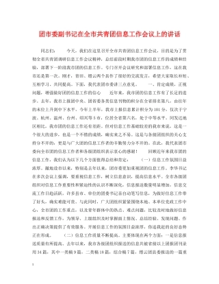 团市委副书记在全市共青团信息工作会议上的讲话 