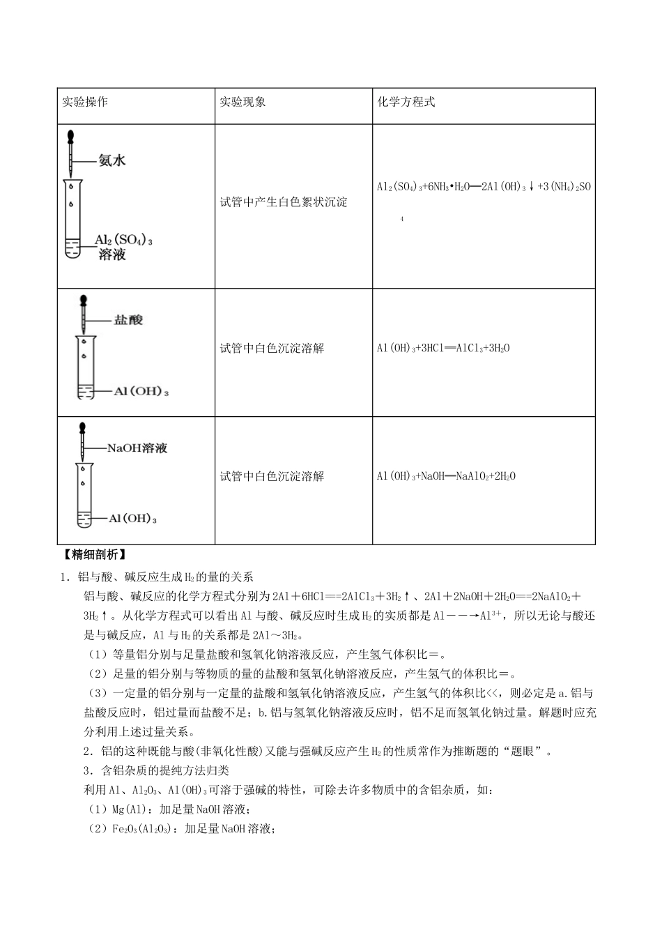 高中化学 最拿分考点系列 考点10 铝金属及其化合物的性质实验 新人教版必修1-新人教版高一必修1化学试题_第2页