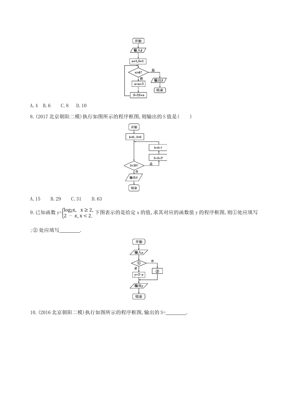 （北京专用）高考数学一轮复习 第十一章 复数、算法、推理与证明 第二节 算法与程序框图夯基提能作业本 文-人教版高三全册数学试题_第3页