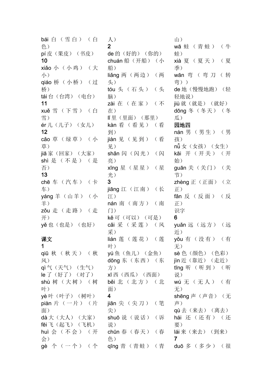 部编版一年级上册语文识字表生字组词带拼音_第2页