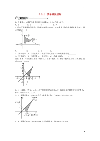 高中数学 第三章 不等式 3.5 二元一次不等式（组）与简单的线性规划问题 3.5.2 简单线性规划同步练习 新人教B版必修5-新人教B版高二必修5数学试题